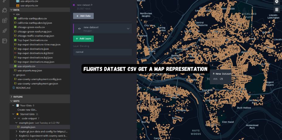 Mapping the Skies: Visualizing flights dataset csv get a map representation